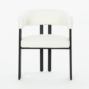Modern Dining Upholstered Barrel Chair With Curved Back And Armrests