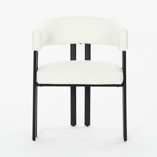 Modern Dining Upholstered Barrel Chair With Curved Back And Armrests