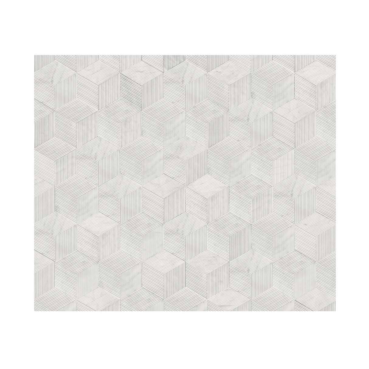 Hexagon Natural Stone Marble Tile, 3D Fluted (Set of 12)