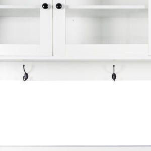 63" W Large Kitchen Hutch Cabinet, Freestanding Pantry Storage