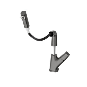 Pull Down Bathroom Sink Faucet With 3 Water Modes And Stainless Steel Construction - Gunmetal Black