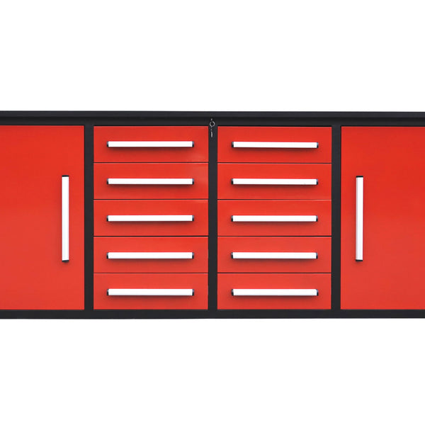 Storage Cabinets With Workbench (With 10 Drawers And 2 Cabinets)