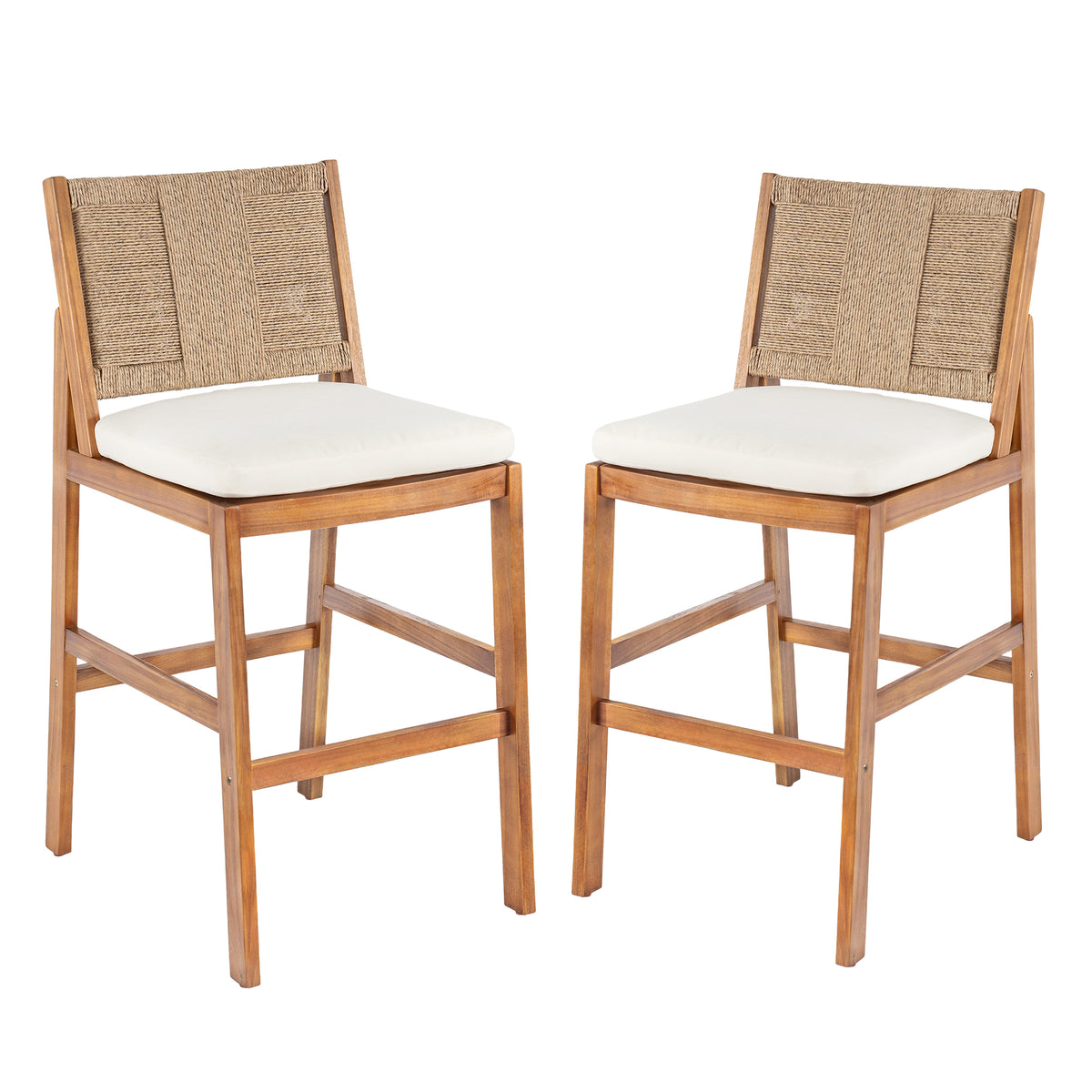 Outdoor Acacia Wood Bar Stools (Set of 2)