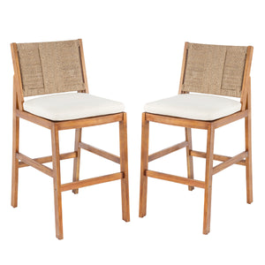 Outdoor Acacia Wood Bar Stools (Set of 2)