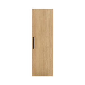 Tall Floating Bathroom Side Cabinet, Wall Mounted Single Door Storage - Light Oak