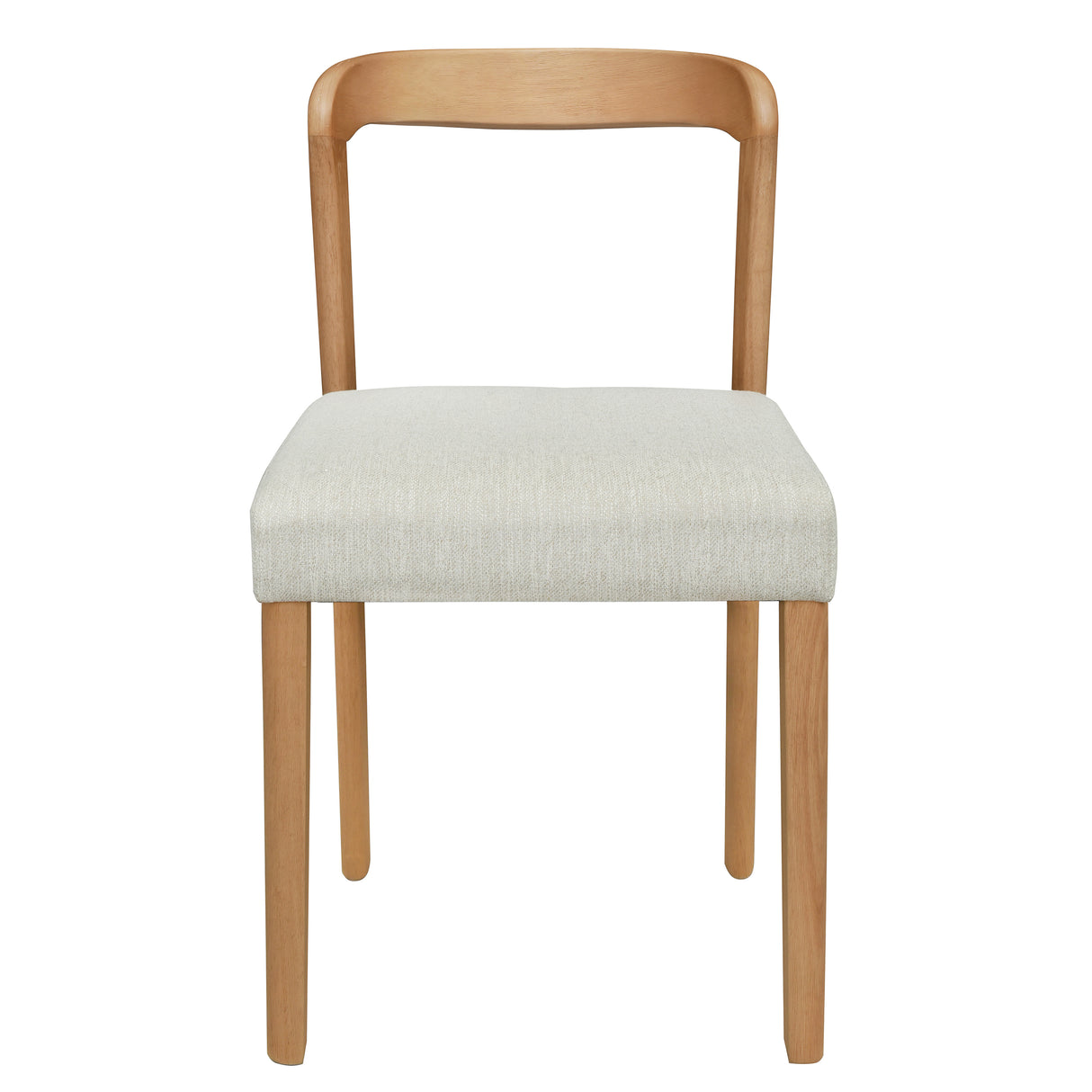 Solid Rubber Wood Dining Chairs (Natural Oak + Beige) Set of 2