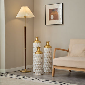 Floor Metal Vase Modern Style Decoration Home Droplet Shaped Metal Vase 3 Piece Set Gorgeous Home Decoration Large Glazed Metal Vase - Gold / White