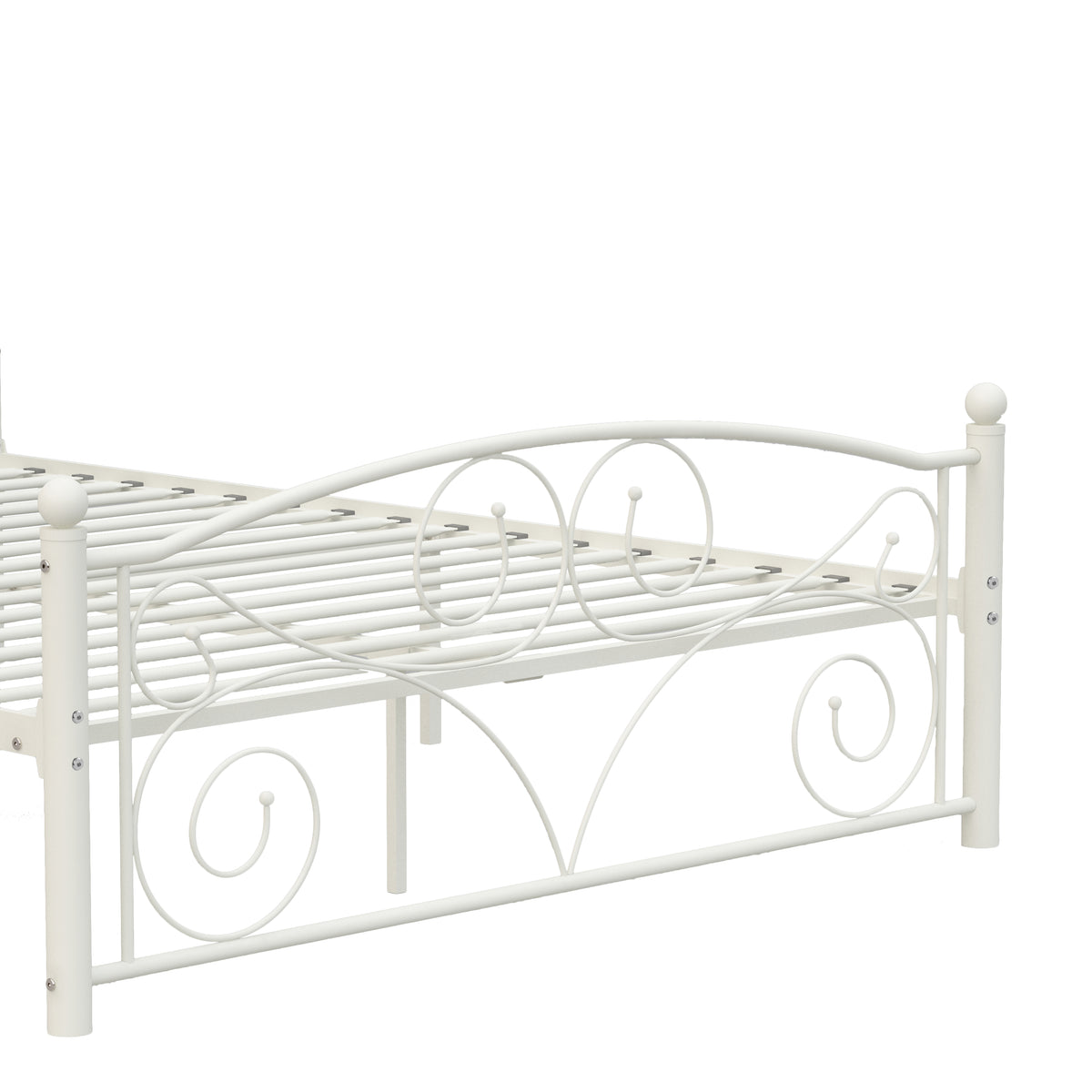 Full Size Unique Flower Sturdy System Metal Bed Frame with Headboard
