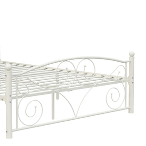 Full Size Unique Flower Sturdy System Metal Bed Frame with Headboard