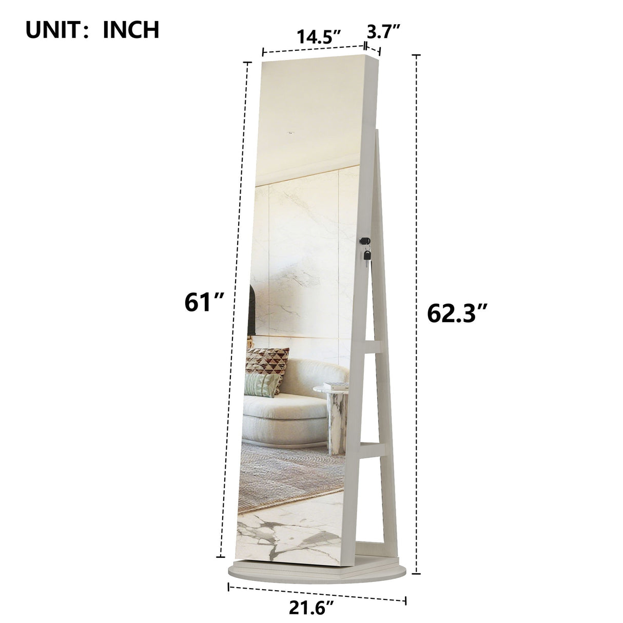 Swivel Jewelry Cabinet With Full Length Mirror
