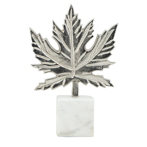 Aluminum Leaf Sculpture with Marble Base