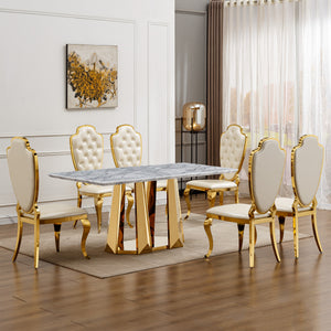 Marble Dining Table for 6 People
