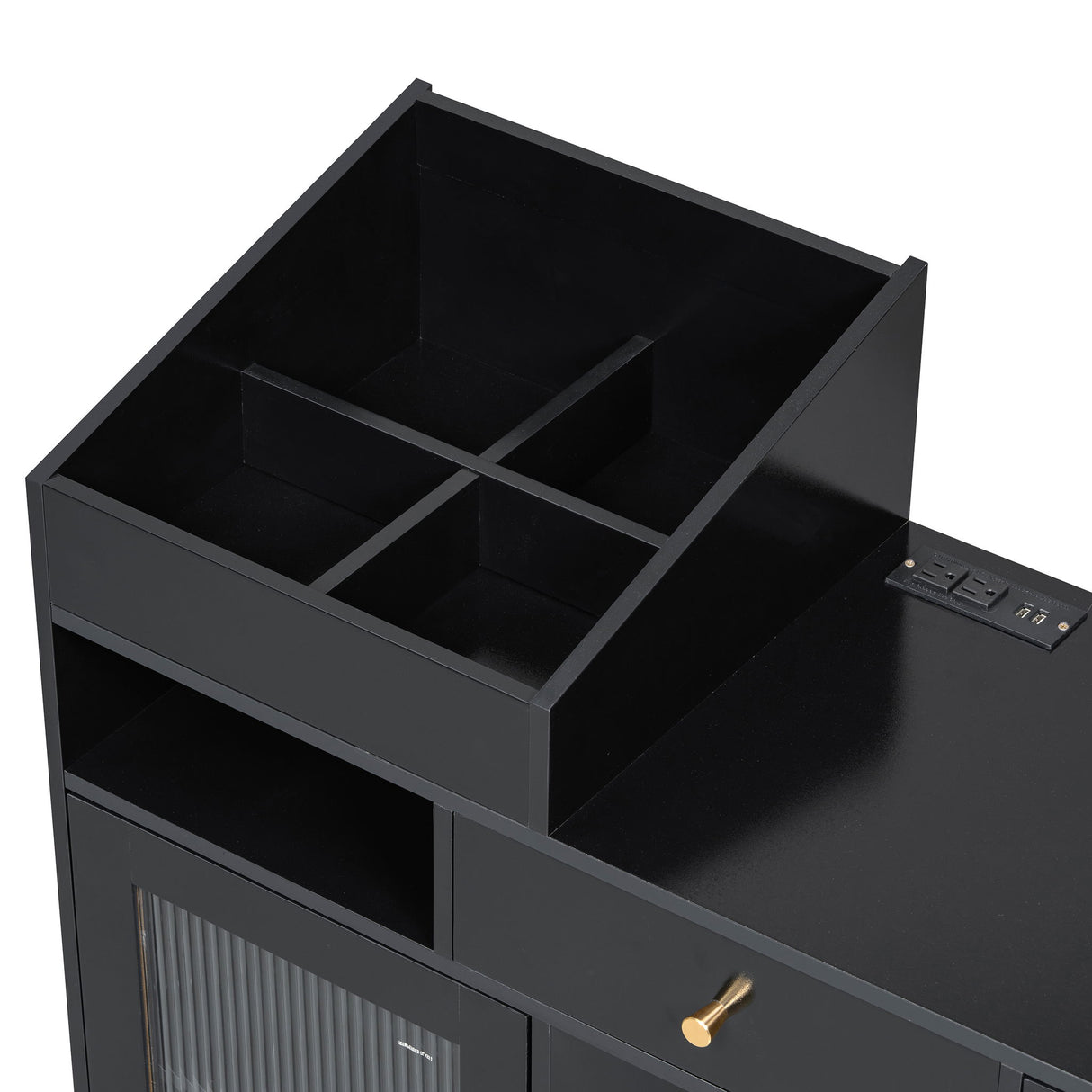Modern Makeup Vanity Desk With Drawers Cabinet & Charging Port Engineered Wood Space Saving Design For Small Places - Black