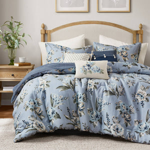 7PCS Cal King Vintage Floral Comforter Set