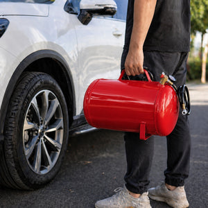 Portable 10 Gallon Air Tank with Pressure Gauge and 43" Hose - Metal