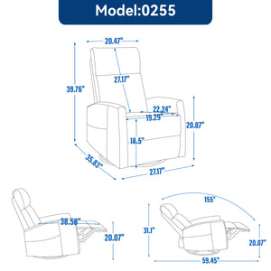 Heat Massage Manual Recliner Chair with Rocker & Swivel