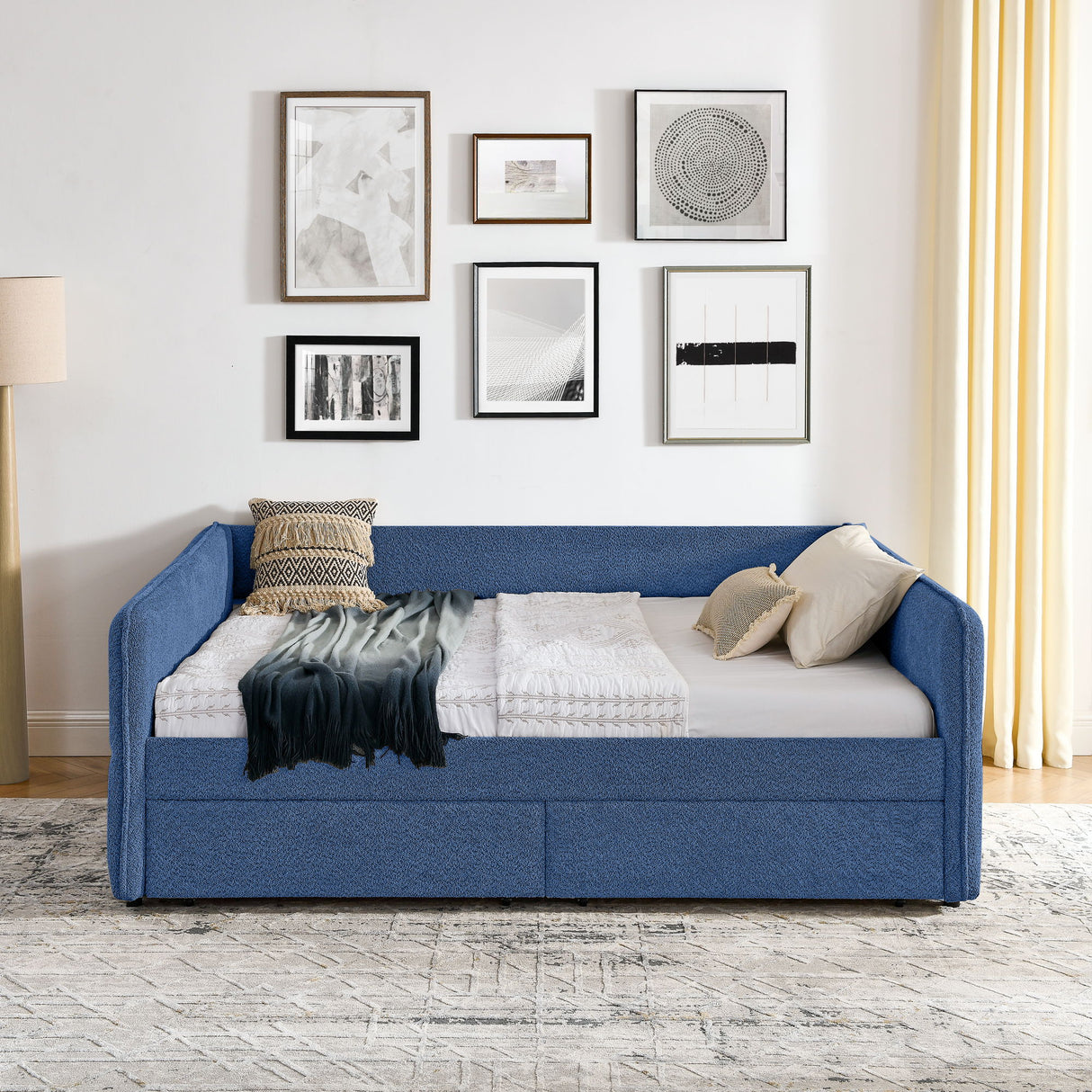 Upholstered Daybed & 2 Drawers