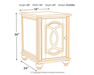 Realyn - Chair Side End Table - Insert Mirror - White / Brown - Best Buy Furniture