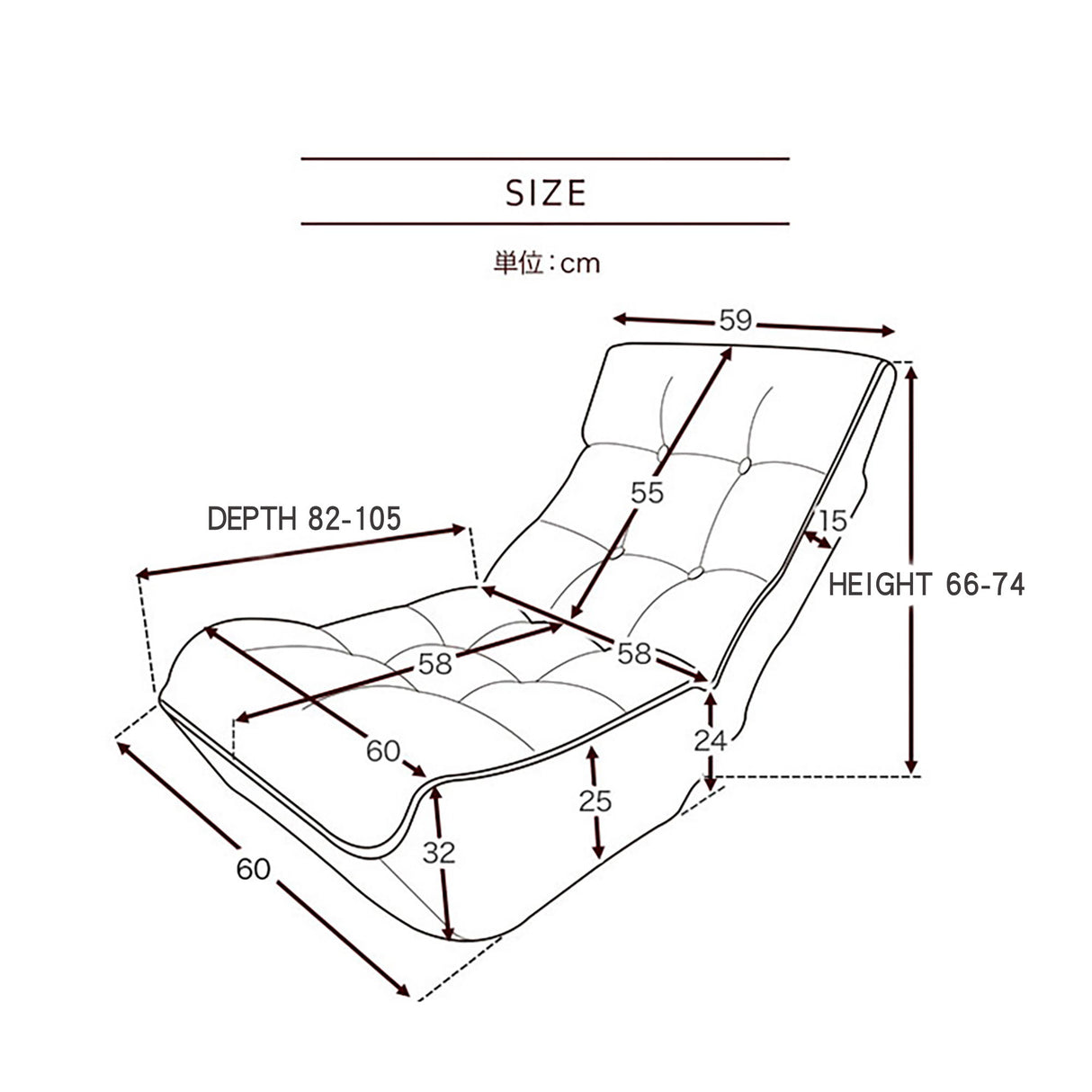 Reclining Japanese Chair Lazy Sofa Tatami Balcony Adjustable Chair