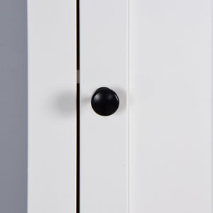 Wooden Bathroom Floor Storage Cabinet With 2 Doors And 6 Shelves - White