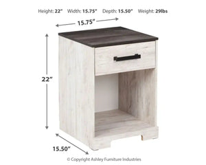 Shawburn - One Drawer Night Stand - Whitewash / Charcoal Gray - Best Buy Furniture