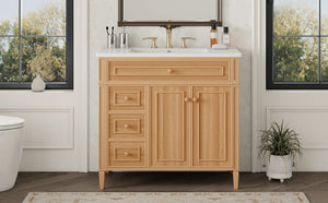 36" Bathroom Vanity with Sink, Solid Wood & MDF Cabinet