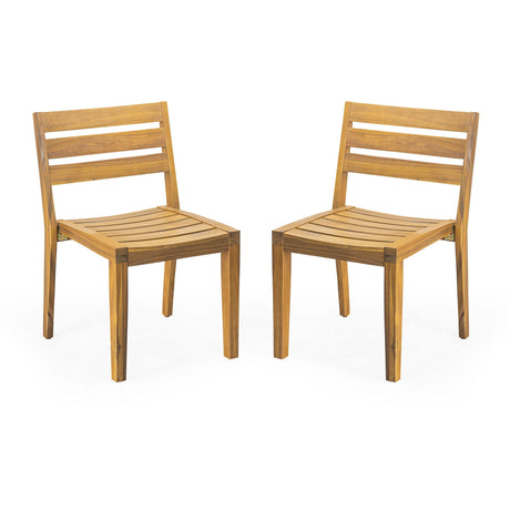 Outdoor Dining Side Chair (Set of 2) - Teak Finish - Best Buy Furniture