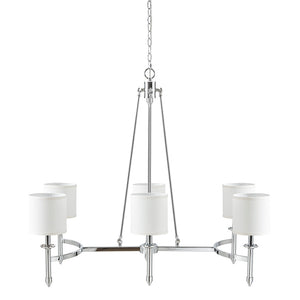 6-Light Chandelier with Fabric Drum Shades