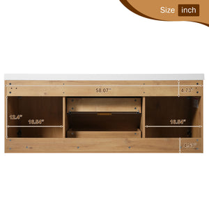 Double Sink Bathroom Vanity Soft Close Doors, Divided Drawers, Wall Mounted - Wood