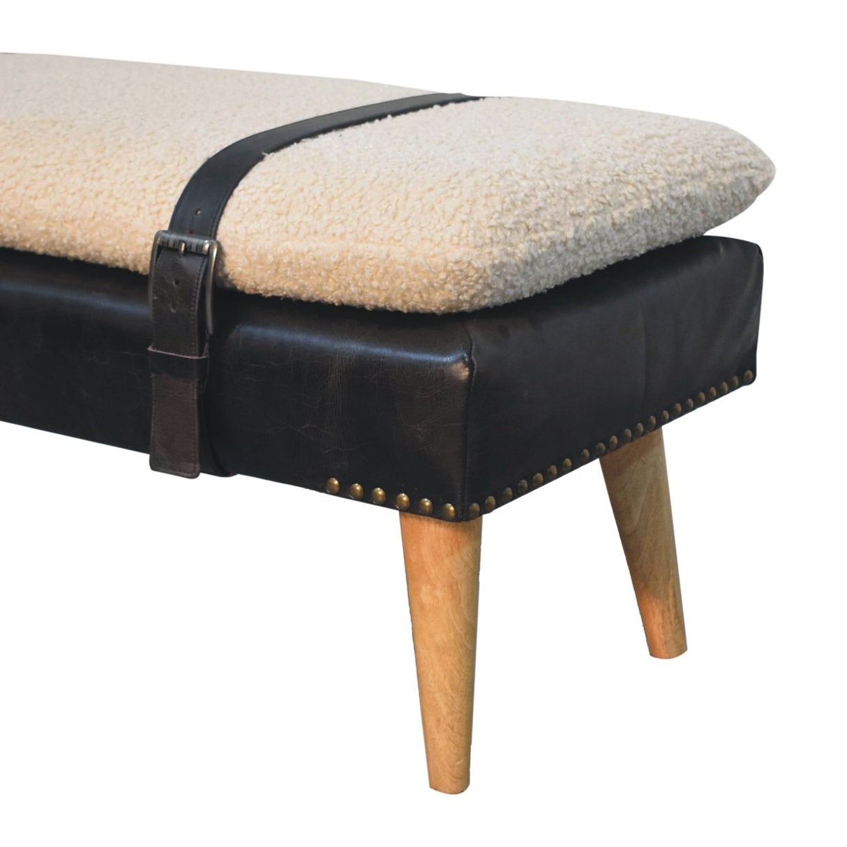 Bouclé Buffalo Hide Bench