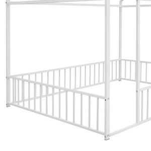 Metal Bed House Bed Frame With Fence