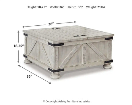 Carynhurst - Cocktail Table with Storage - Whitewash
