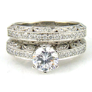 .54ct Antique Style Engagement Ring Set 18KT White Gold