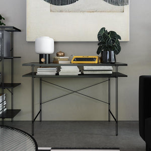 Vance Computer Desk With Fluted Glass Desktop - Black