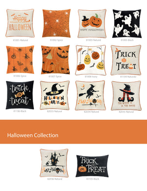 Trick or Treat Halloween Lumbar Pillow – Embroidered