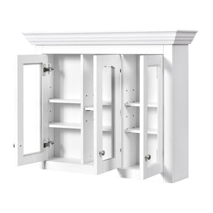 Bathroom Medicine Cabinet With Mirror, 5 Adjustable Closed Shelves, Wall-Mounted - White