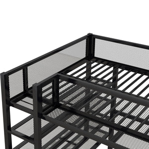 Loft Bed With 4 Tier Shelves And Storage