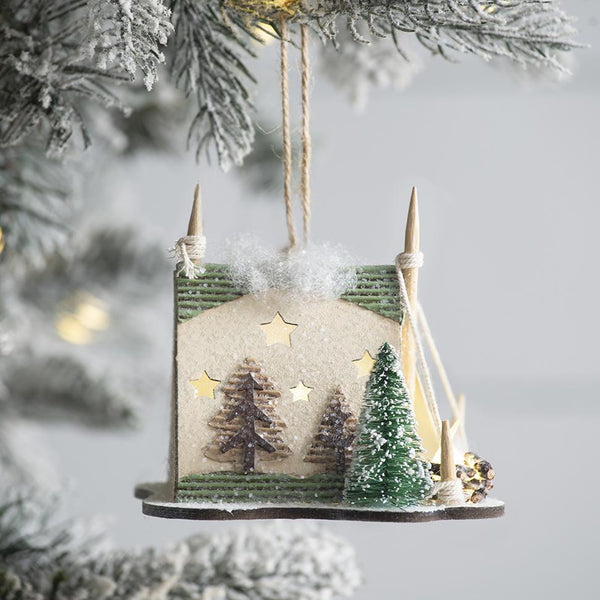 Cardboard Lited Tent Ornament Decorative Hanging Christmas Tree Ornaments For Holiday Party Decorations (Set of 6) - Multicolor