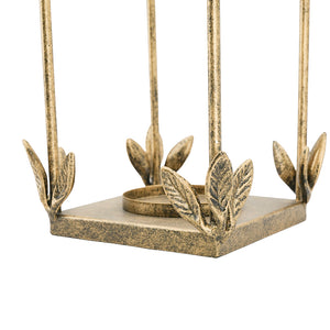 Set of 2 Luxe Distressed Golden Arched Iron Lantern