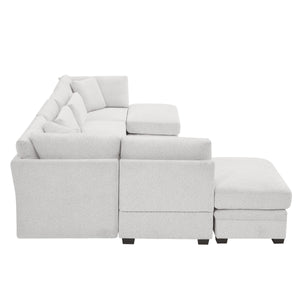 7-Piece Reversible Modular Corner Sectional Sofa - Beige