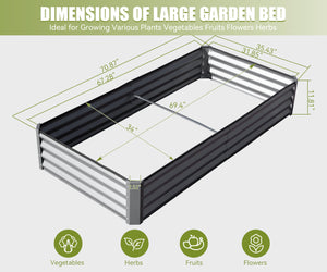 6x3x1ft Galvanized Raised Garden Bed