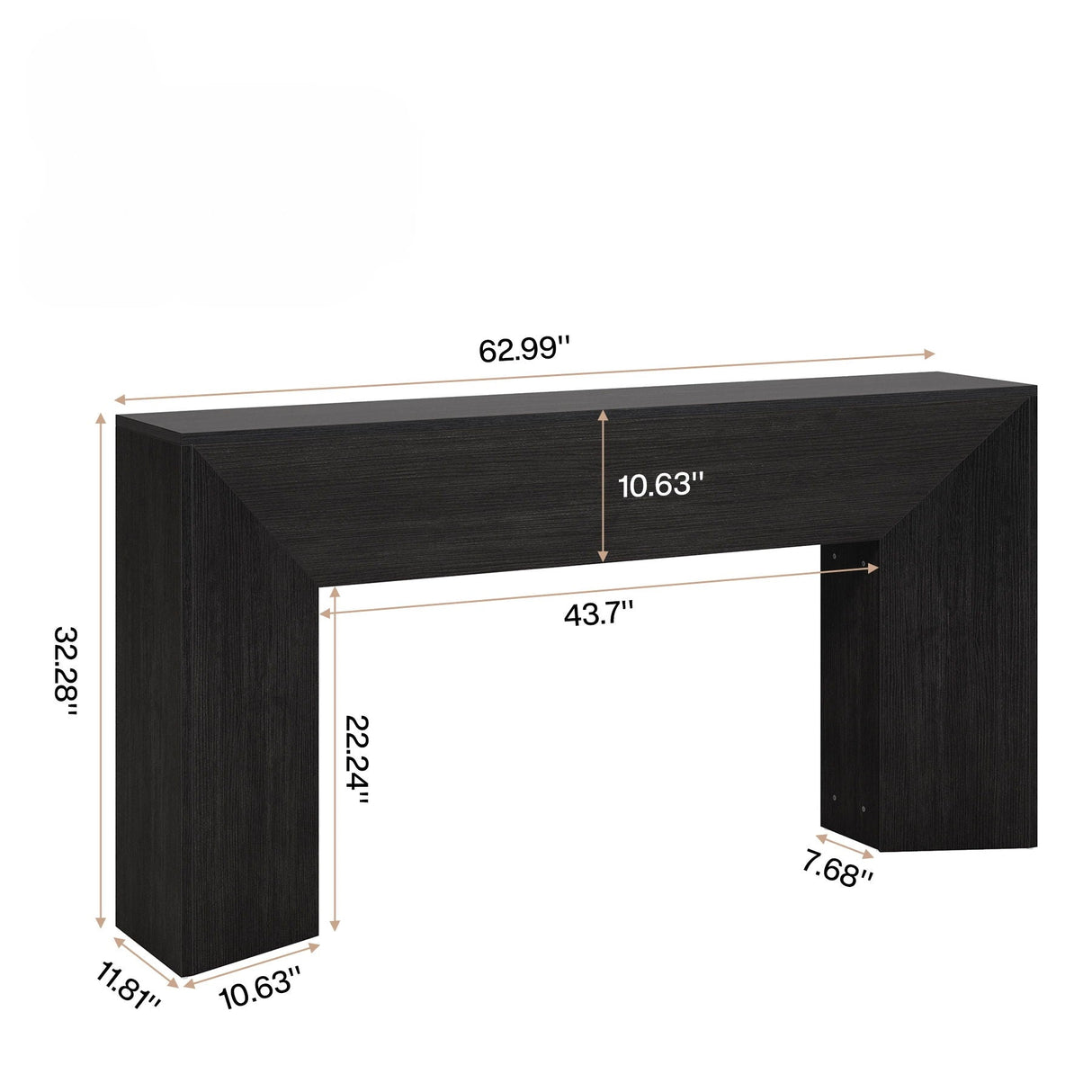 Extra Long Console Table Table Behind Couch For Hallway & Living - Black