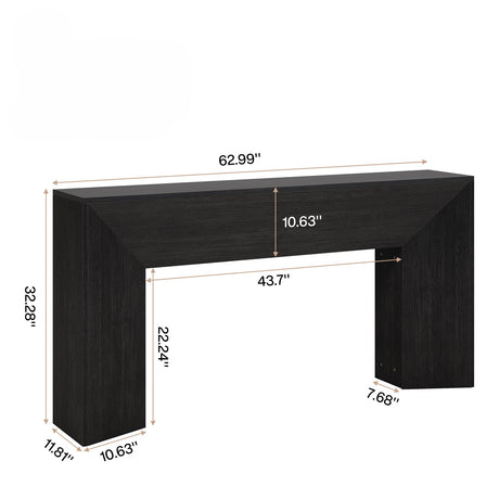 Extra Long Console Table Table Behind Couch For Hallway & Living - Black