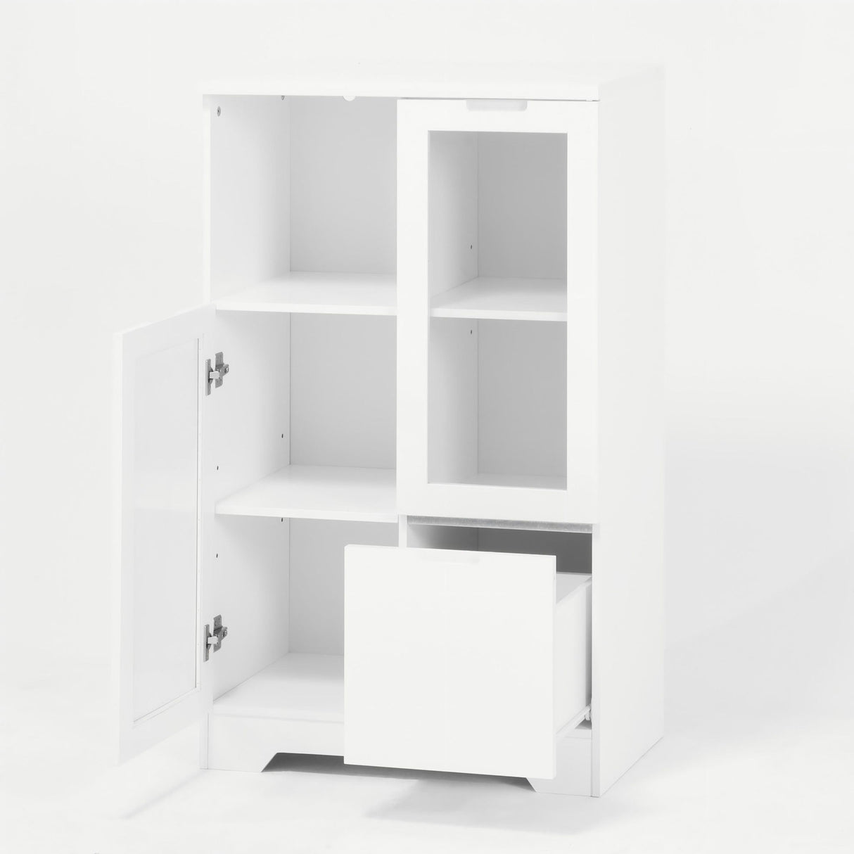 Modern Cabinet With Glass Doors And Drawer