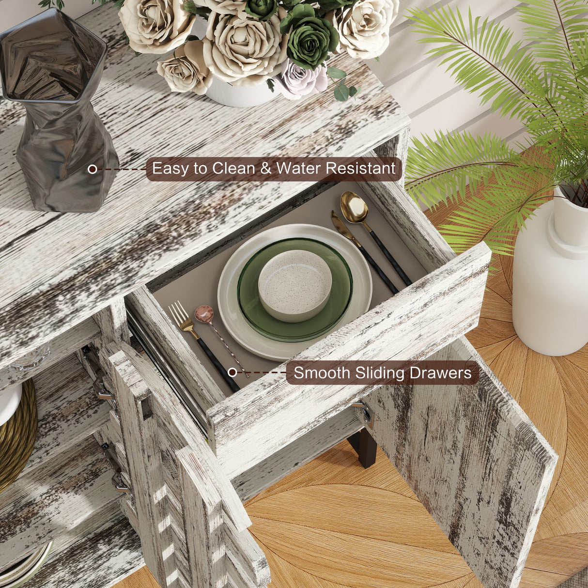 Farmhouse Sideboard Cabinet with Storage