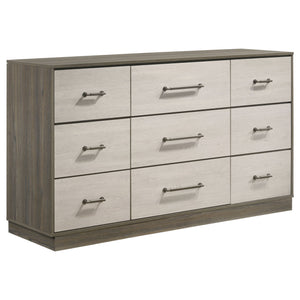 4 Piece Queen Bedroom Set With Built In Storage And Mirror - Oak