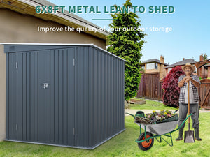 6x8FT Galvanized Steel Outdoor Storage Shed