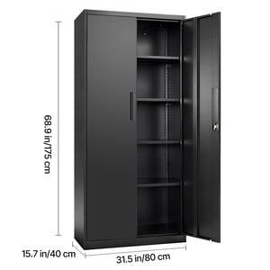 Metal Storage Cabinet, 68.9 in Lockable Steel Garage Cabinet
