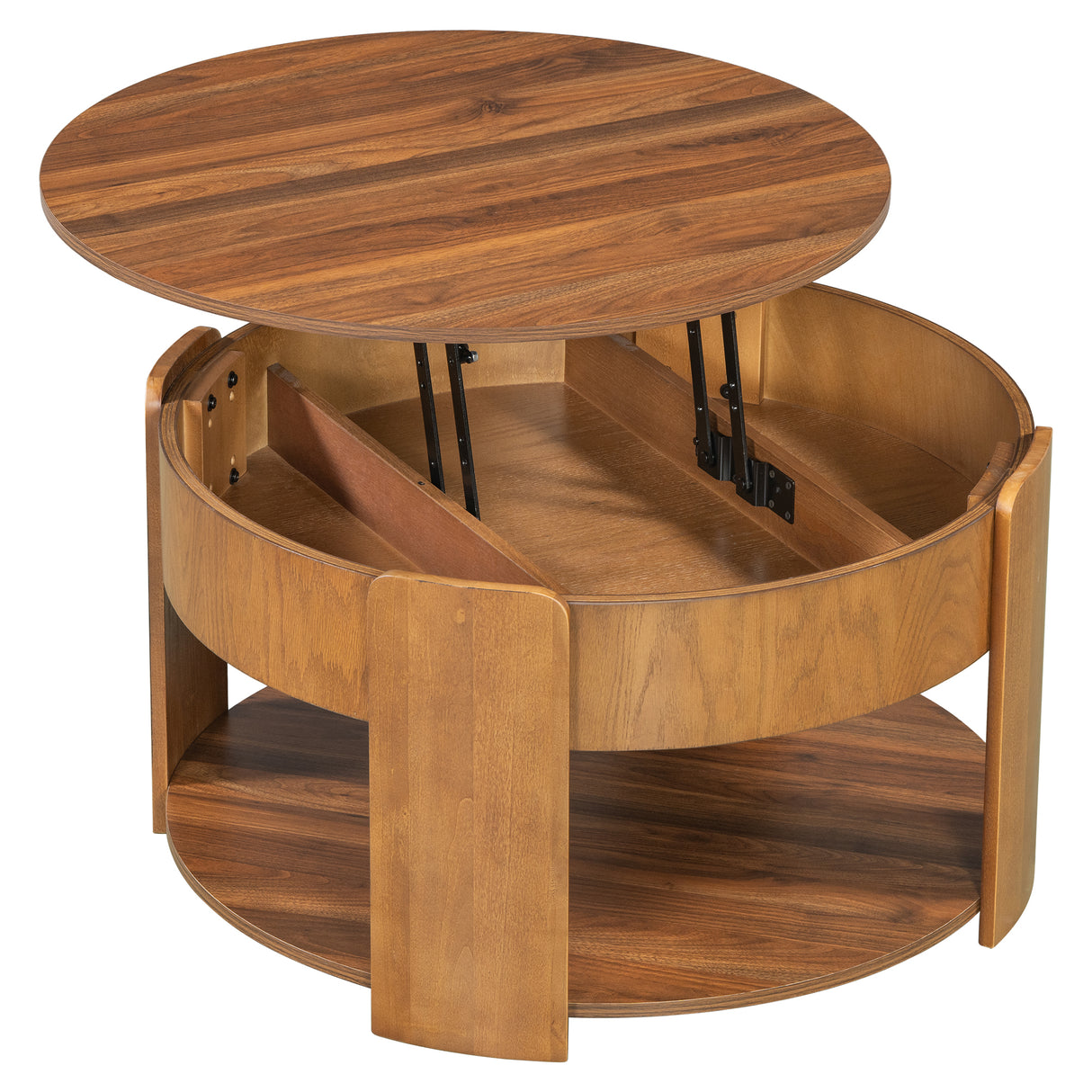 Vibe Haus Farmhouse Round Lift Top Coffee Table with Hidden Storage