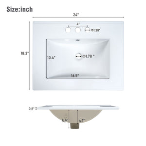 Transitional Style Bathroom Vanity Cabinet With Ceramic Sink